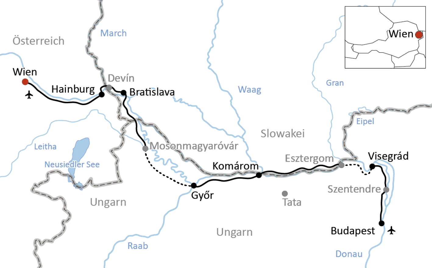 Radtour von Wien nach Budapest